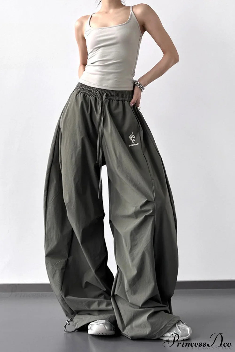 High-Waisted Loose Wide-Leg Cargo Pants