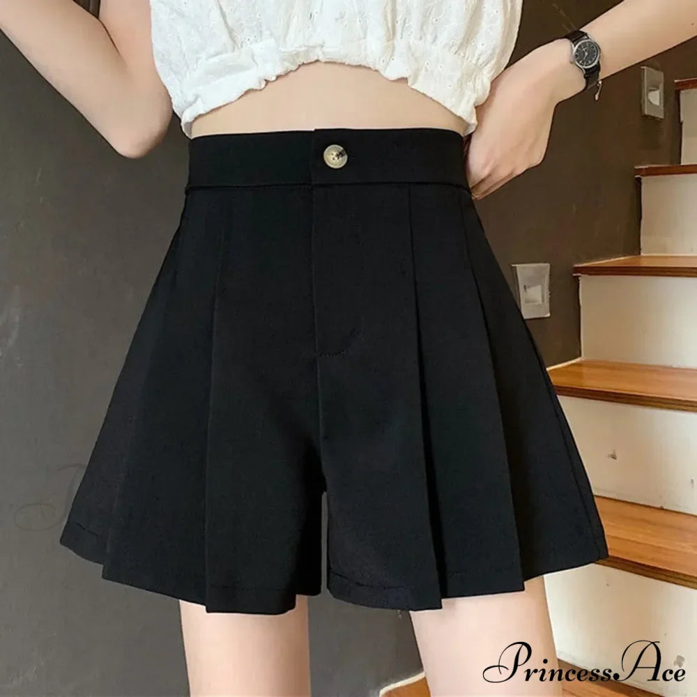 Pantaloncini casual a vita alta con pieghe, foderati, adatti a ogni abbinamento