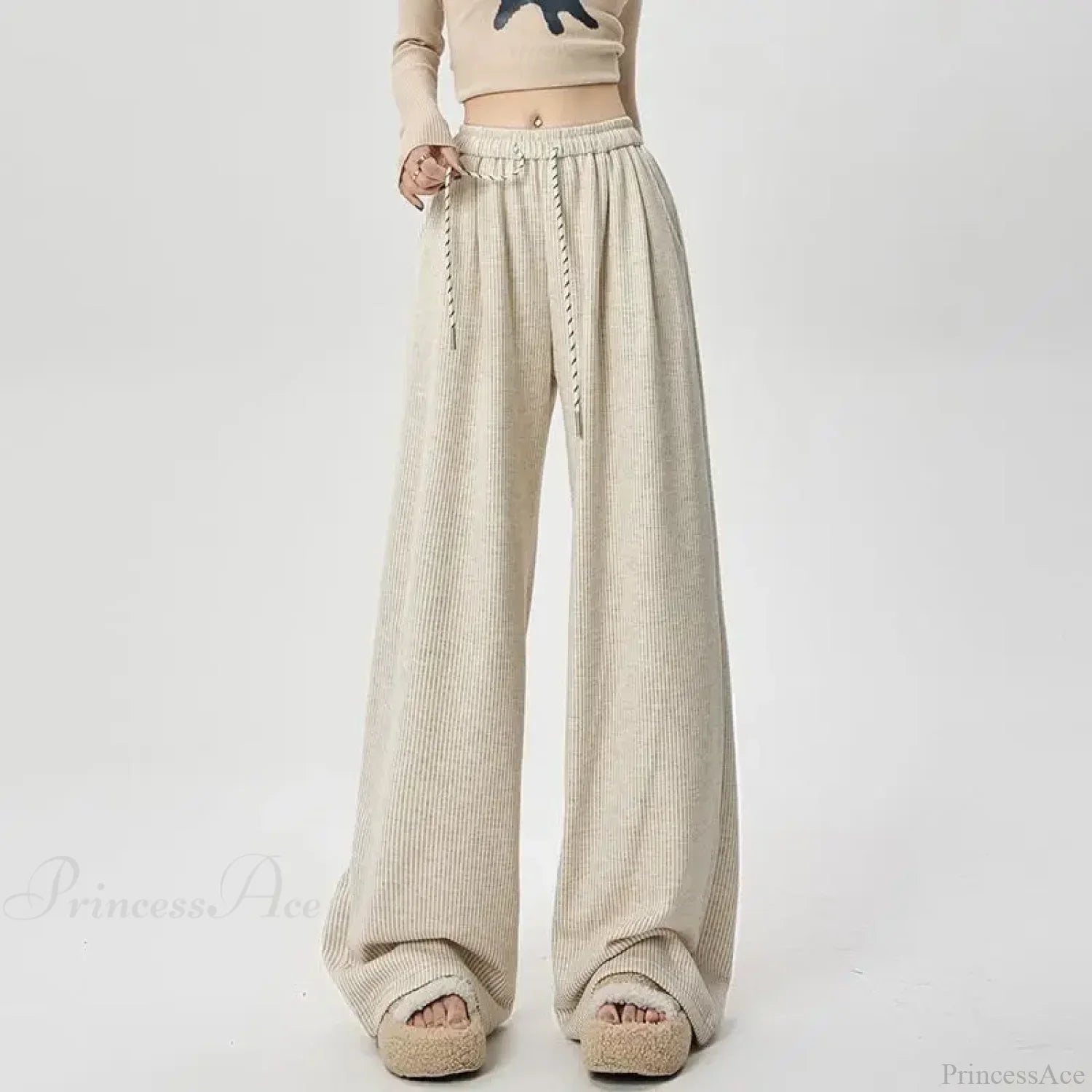 Korean Stripes High Waist Drawstring Pants