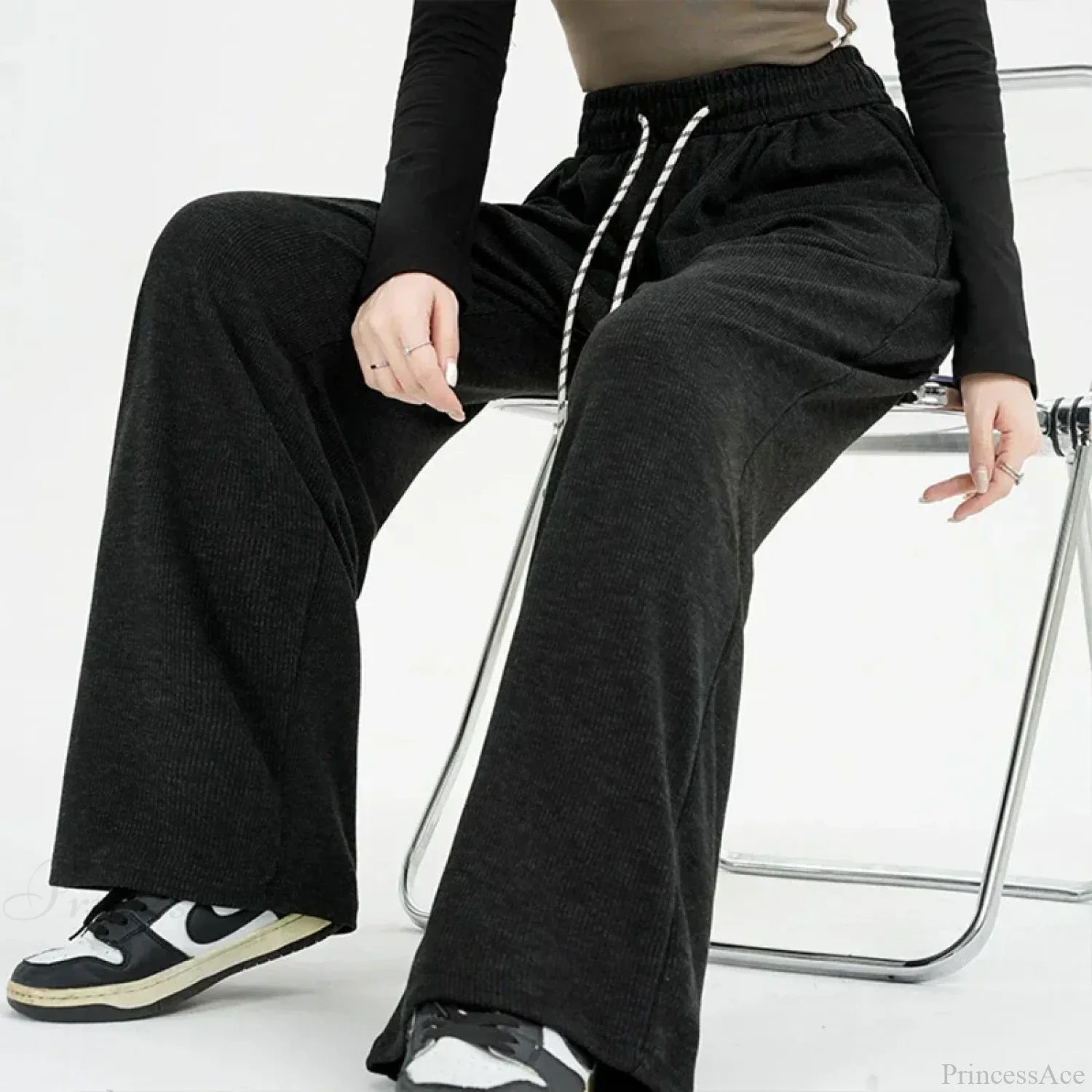 Korean Stripes High Waist Drawstring Pants
