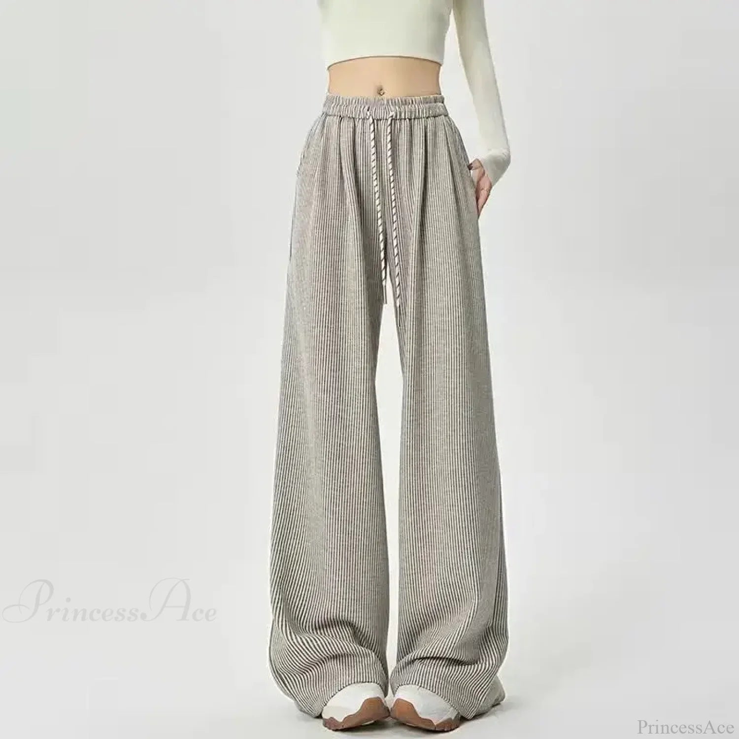 Korean Stripes High Waist Drawstring Pants