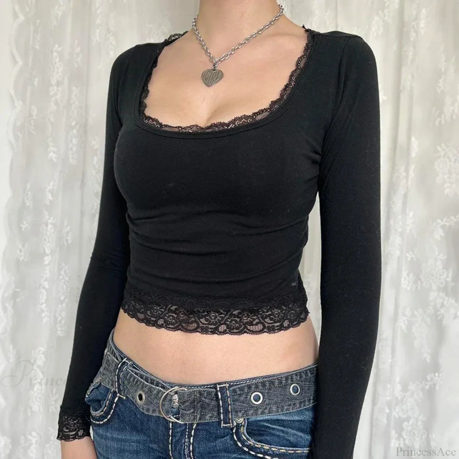 Lace Stitched Knit Top