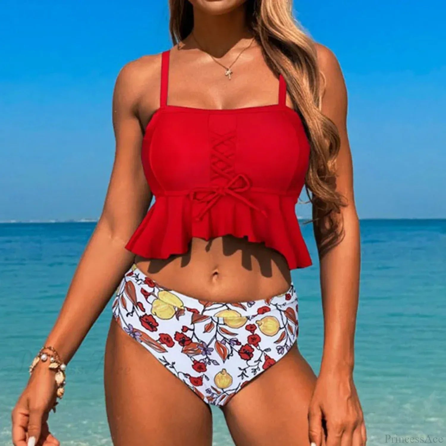 Lace Up Spaghetti Strap Two Piece Set