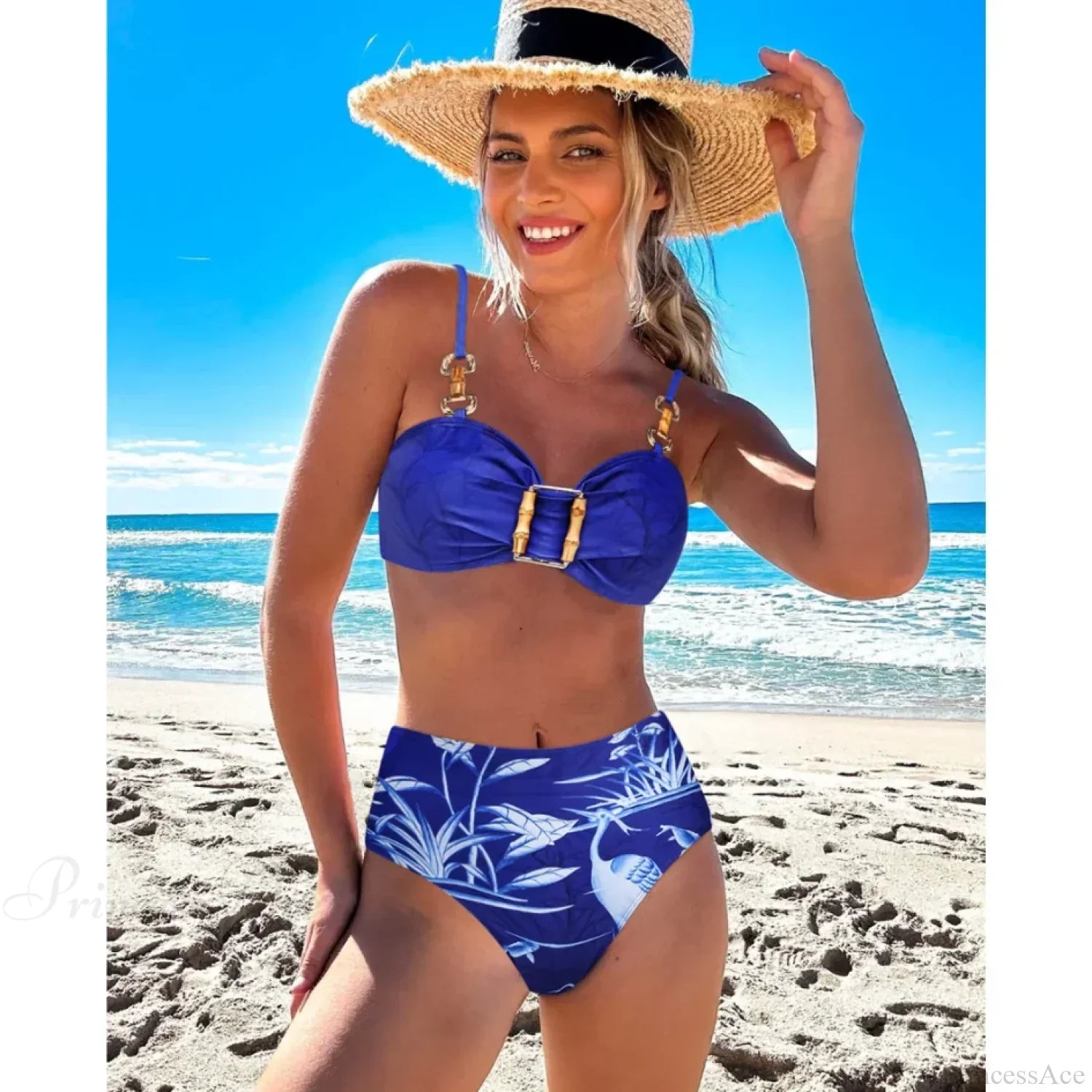Lace up V Neck Ruffle Two Piece Set