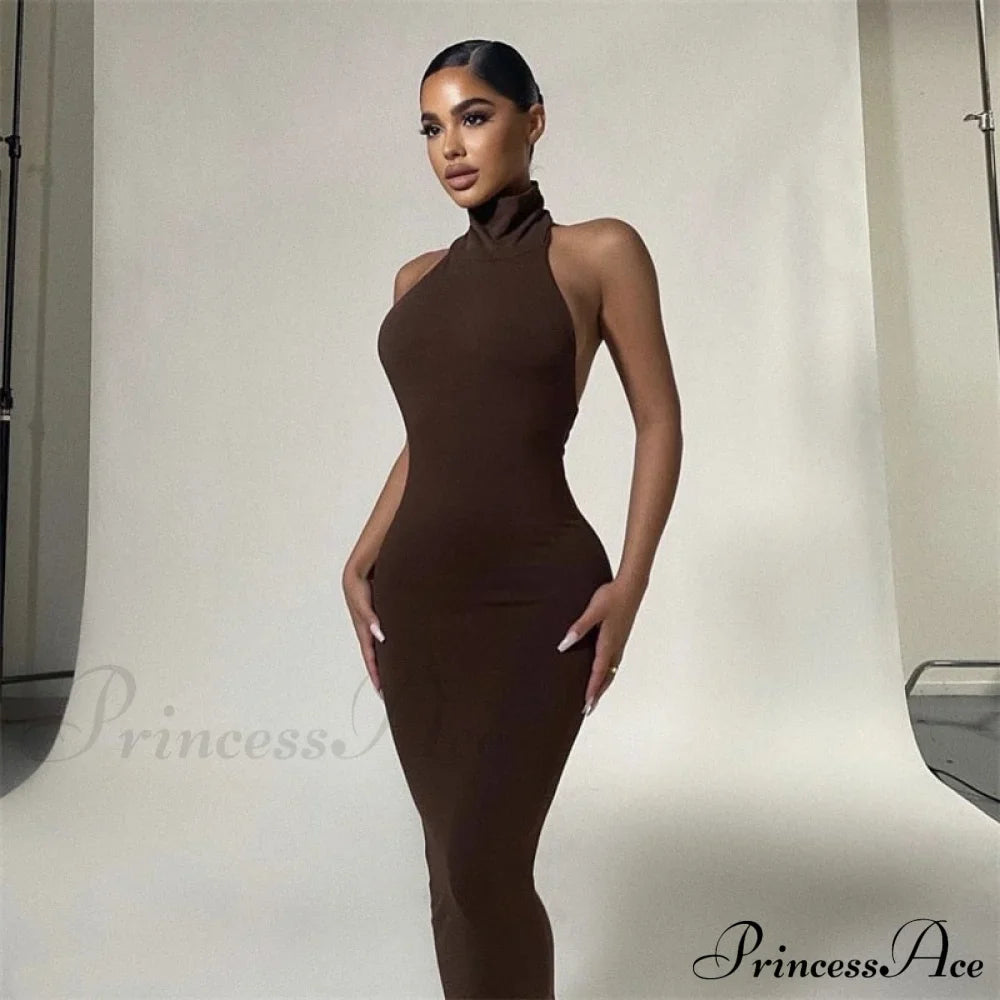 Ladies Club Brown Long Dress