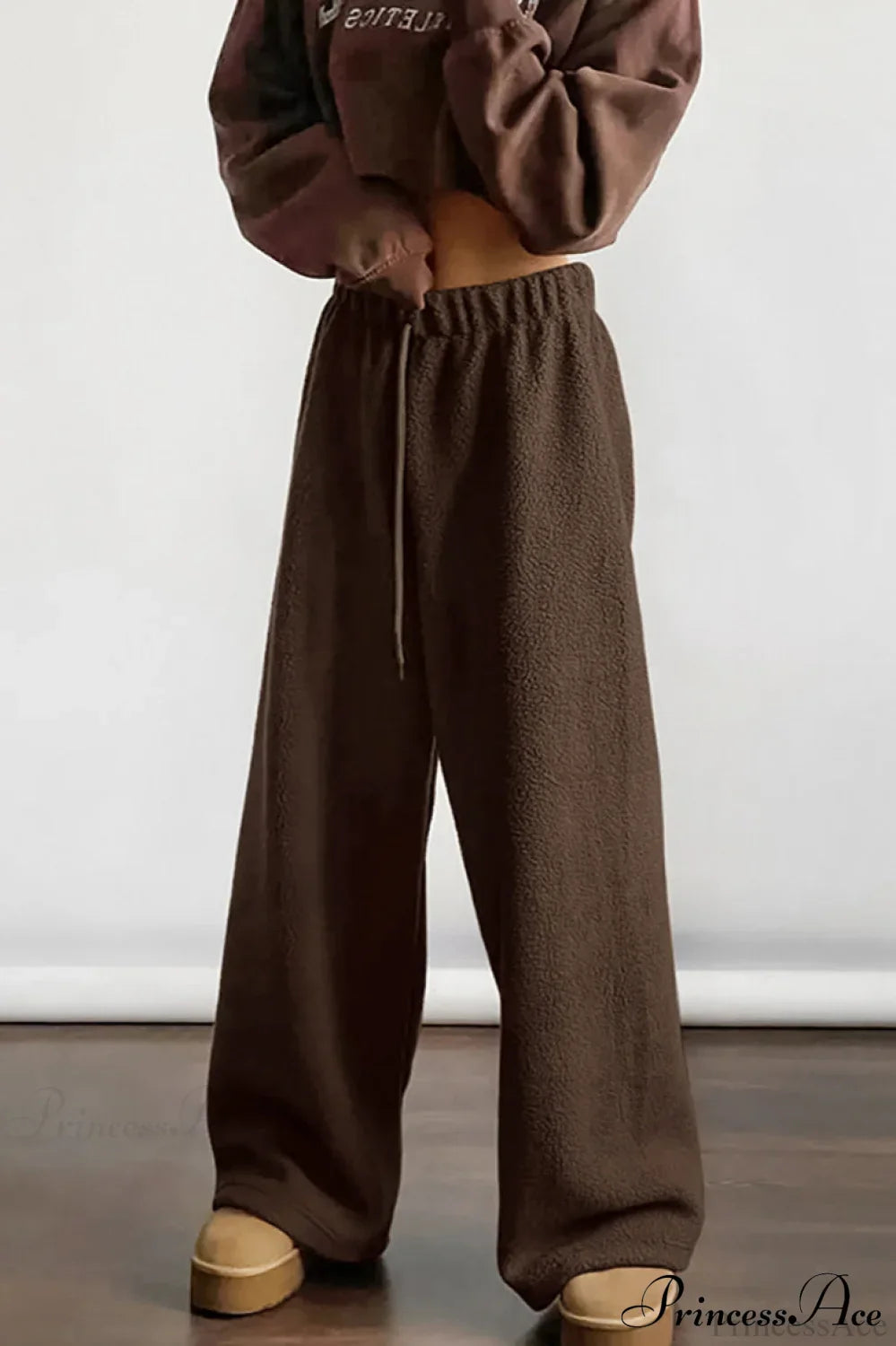 Lamb Fleece Casual Tie Waist Sports Pants