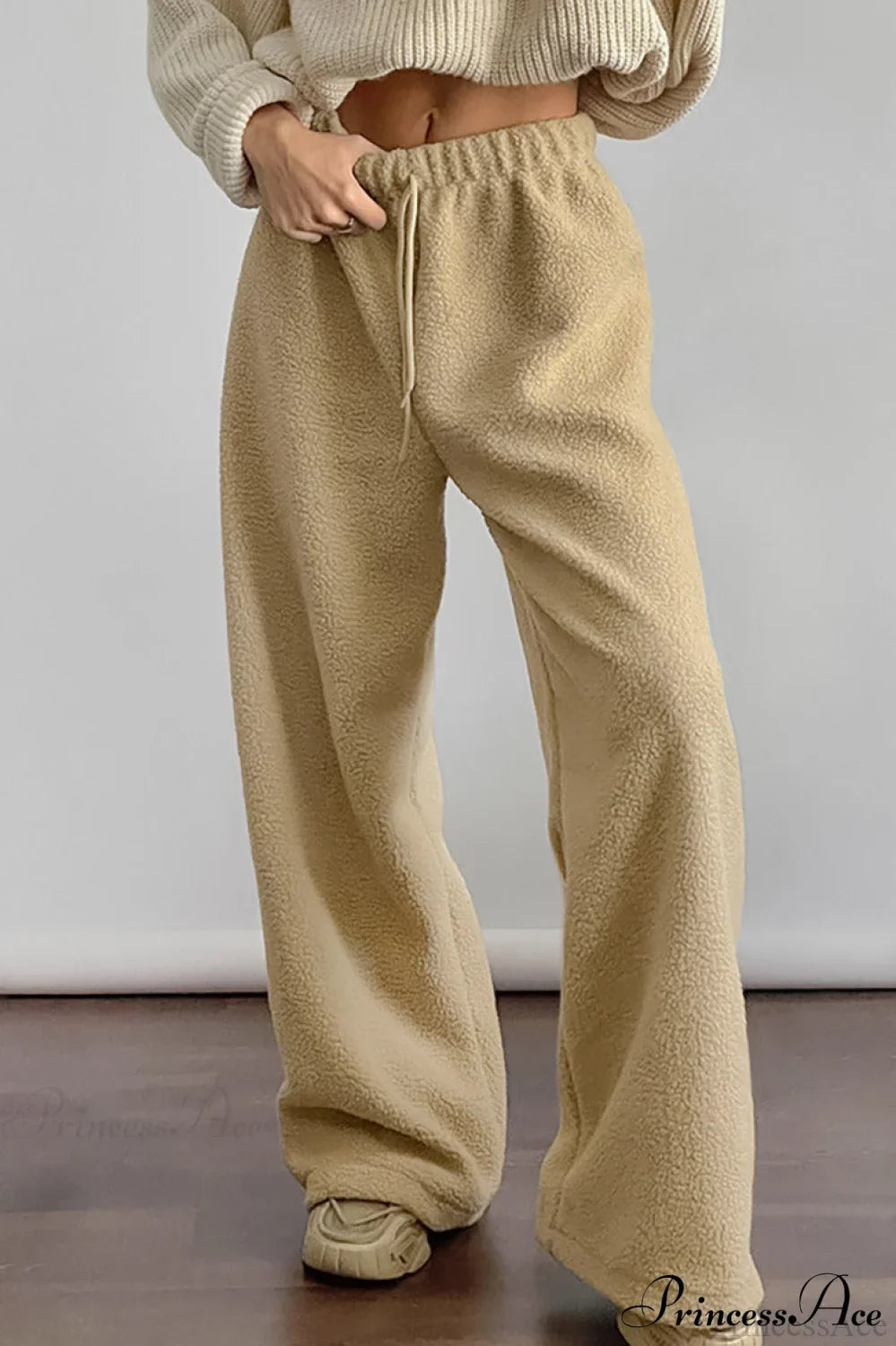 Lamb Fleece Casual Tie Waist Sports Pants