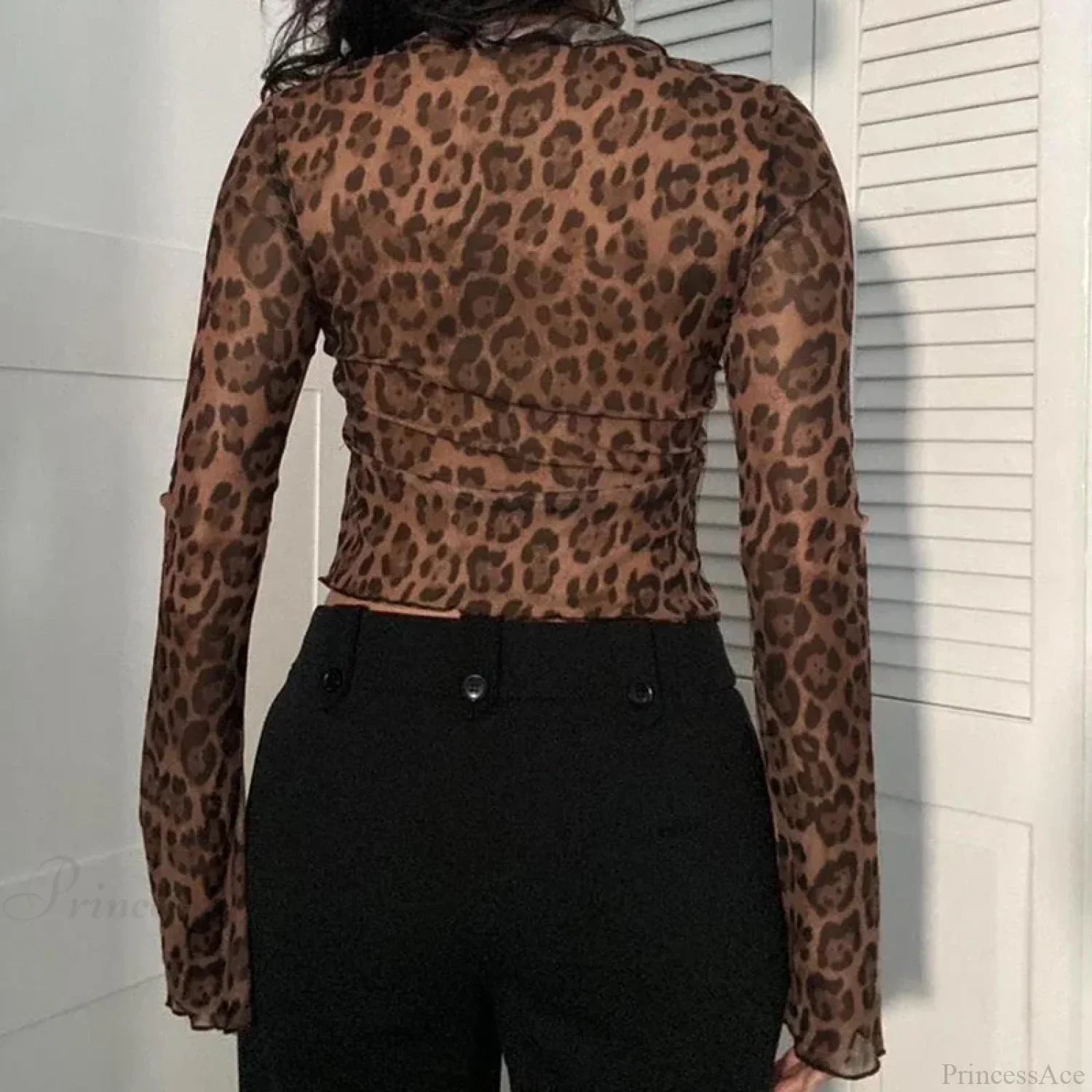 Leopard Mesh Knit Top