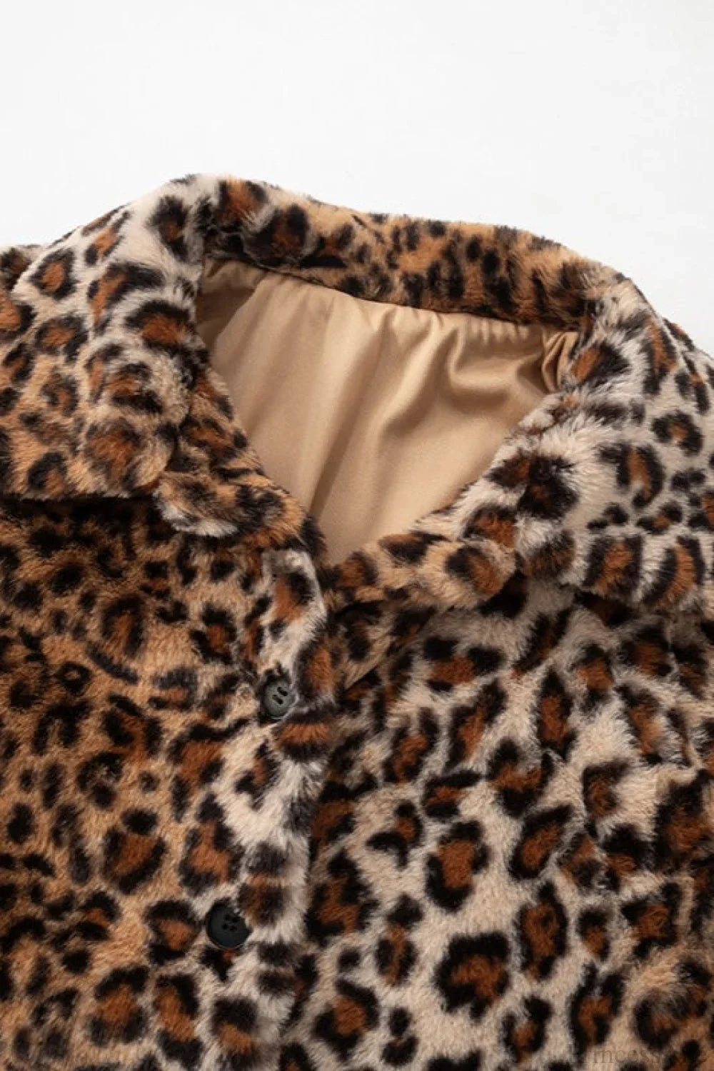 Manteau vintage à col en fausse fourrure imprimé léopard