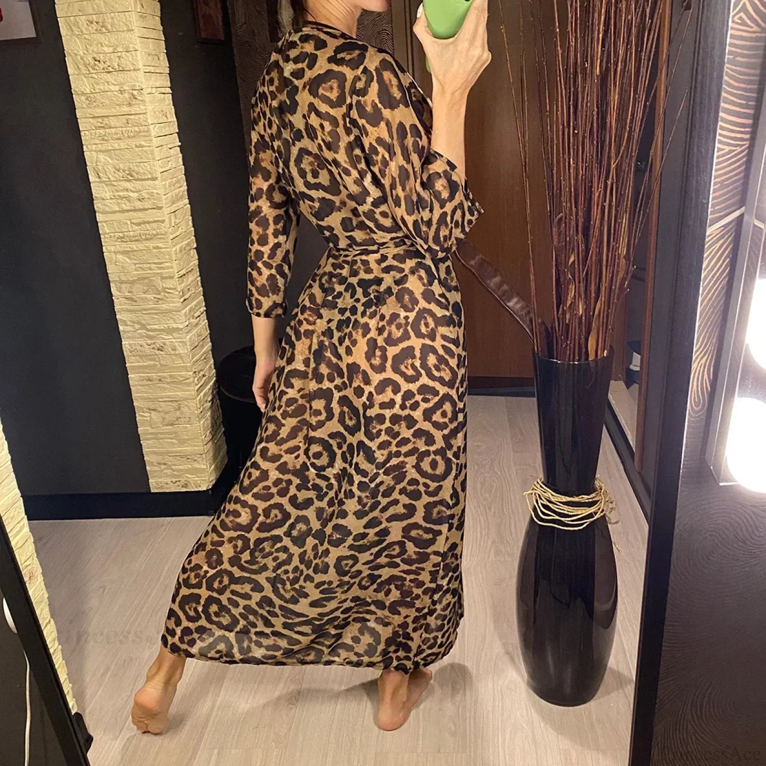 Leopard Print Swimsuit Beach Cover Up