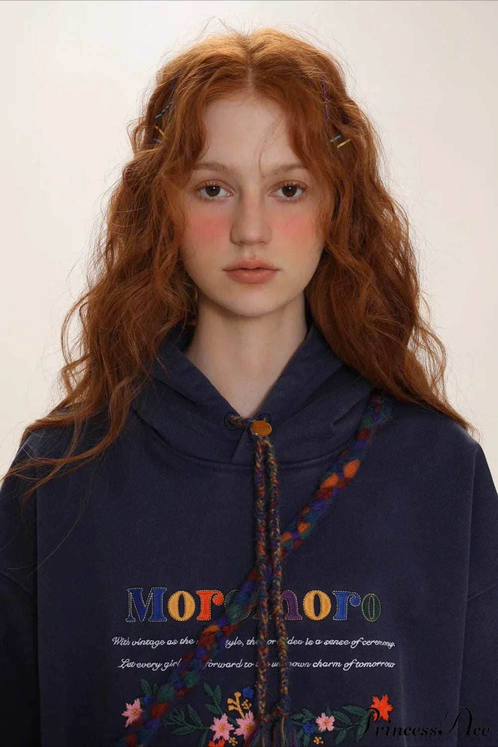 Letter Embroidery Relaxed Thickened Hoodie