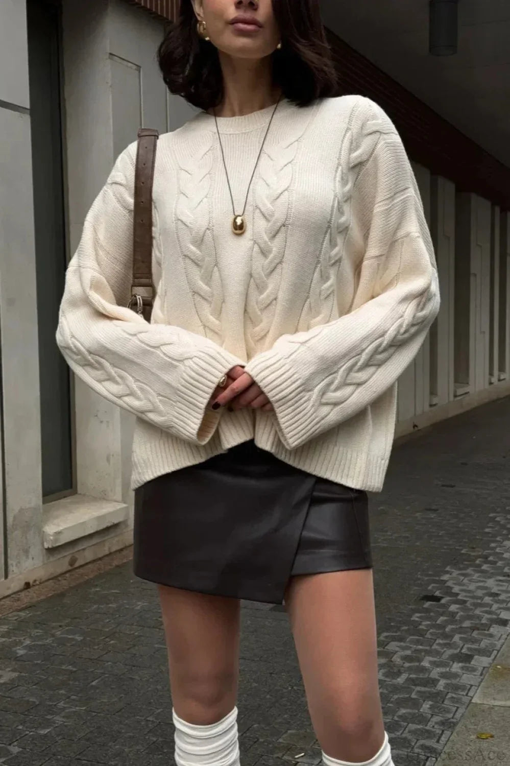 Loose Solid Lazy Casual Crewneck Sweater