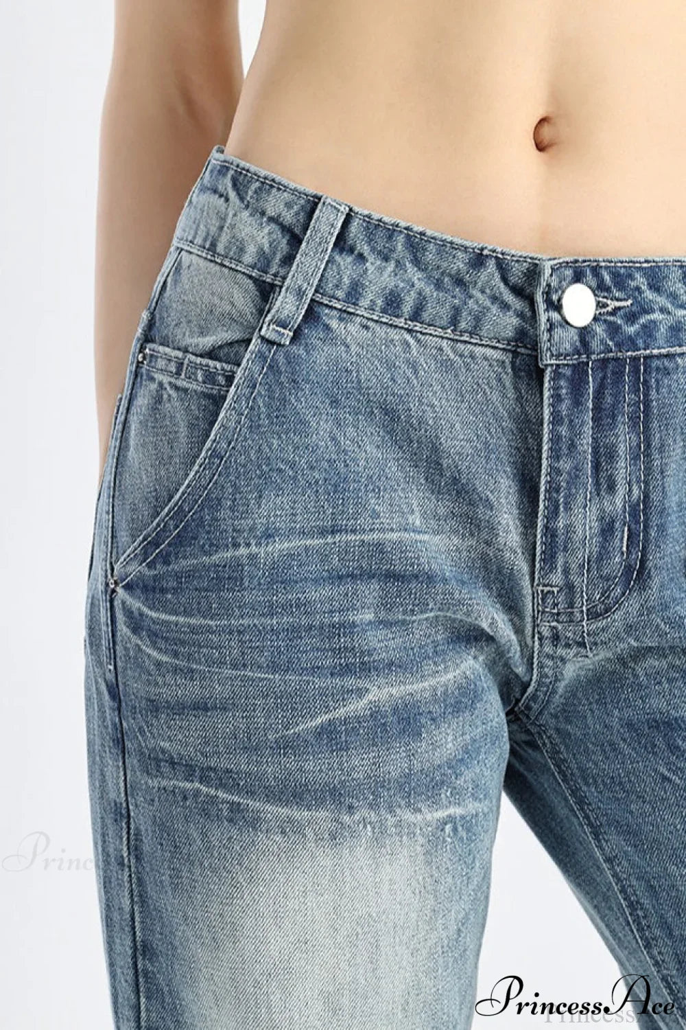 Low Rise Loose Bootcut Floor-Length Jeans