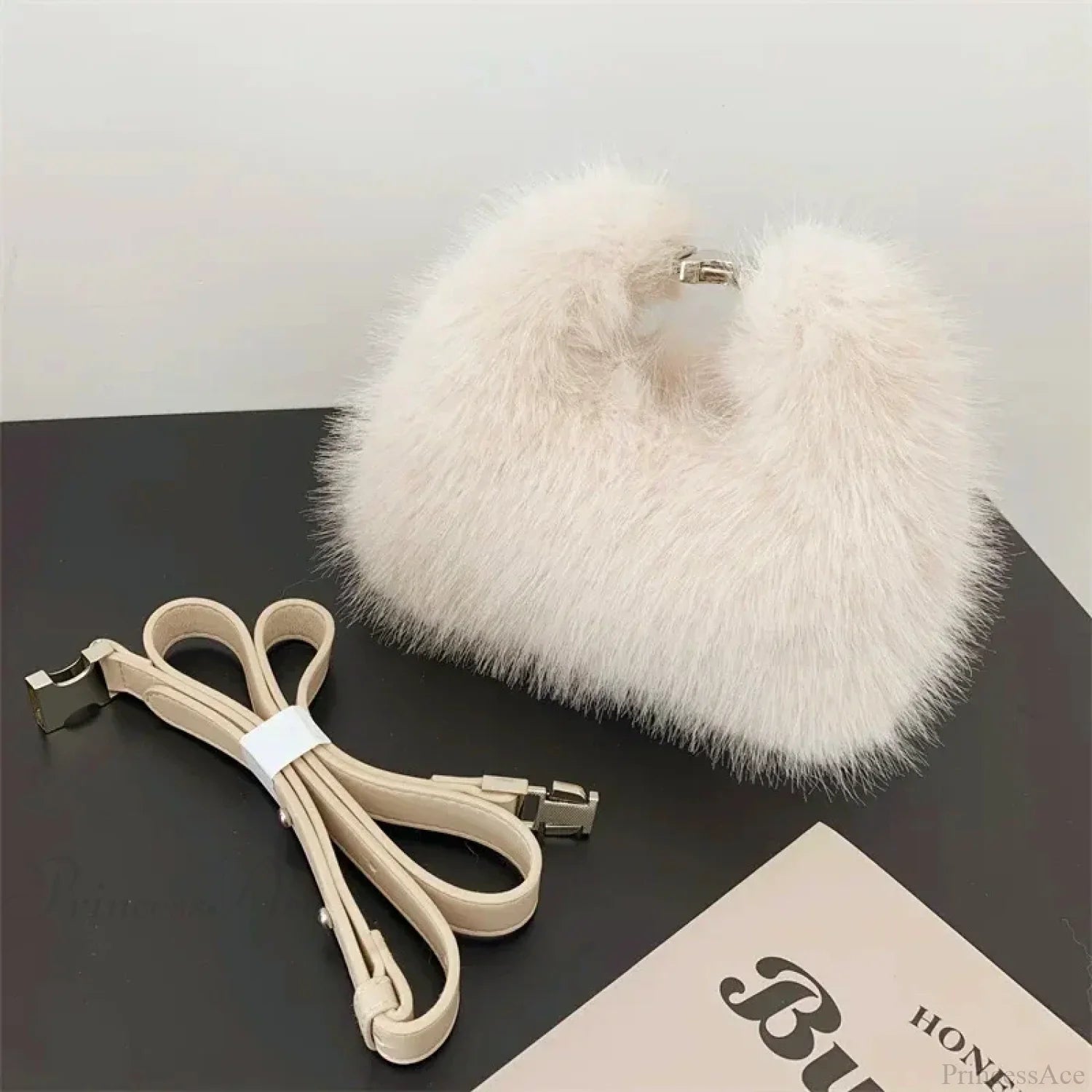 Luxury Faux Fur Plush Evening Clutch Crossbody Handbag