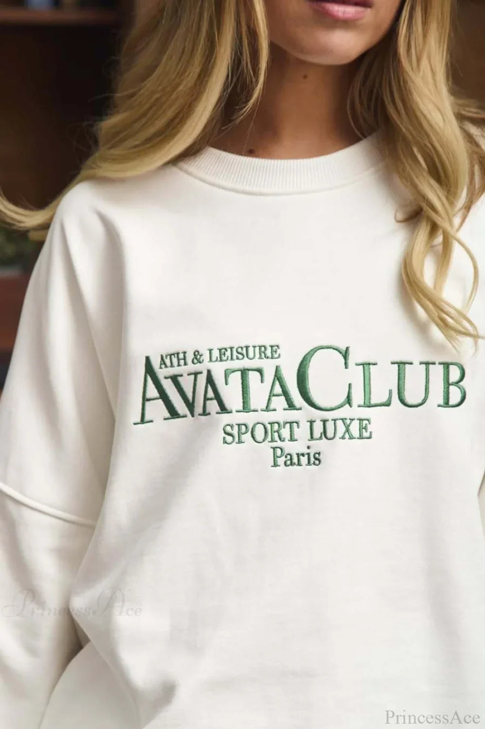 Felpa oversize con girocollo e lettere ricamate