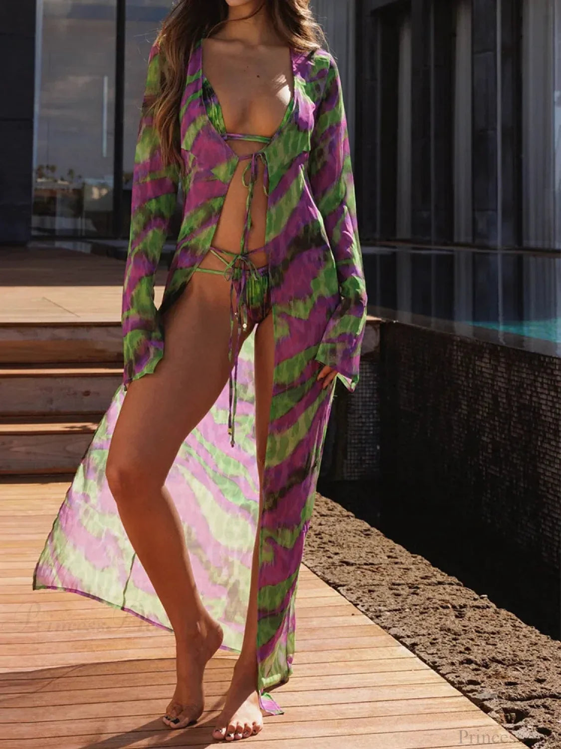 Mesh Cover Up Bikini Set Three Piece Swimsuit