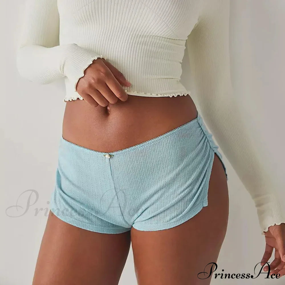 Mikro nízký pas boční rozparek mini plisované úzké spodní kalhotky krátké