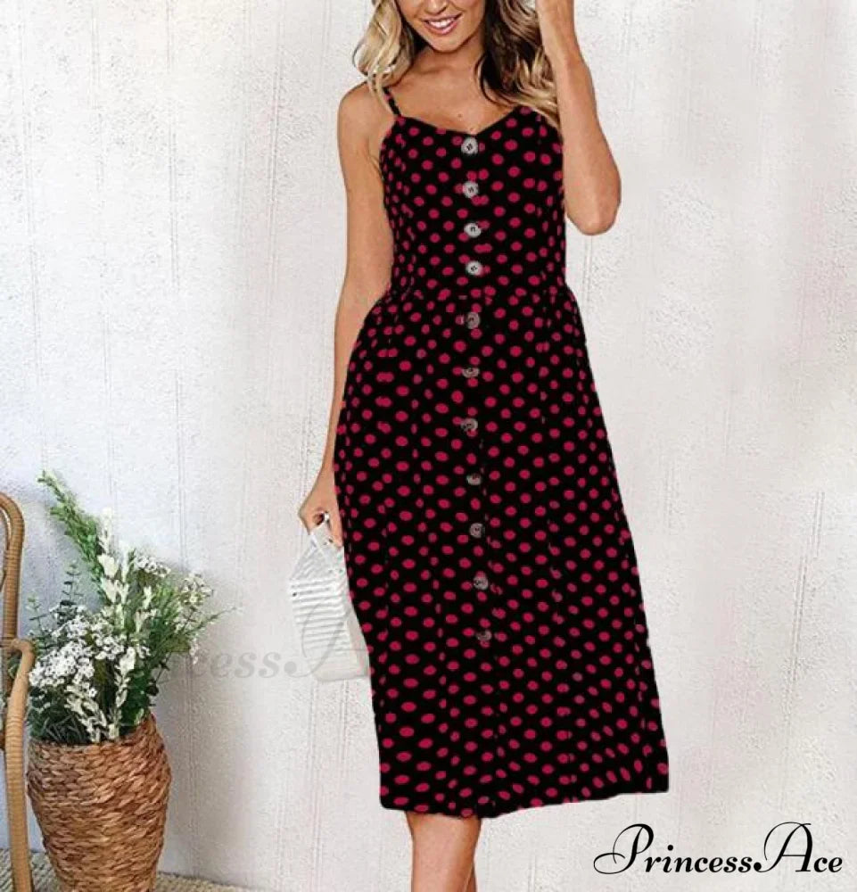 Midi-Kleid mit Punkten, Streifen und offenem Rücken
