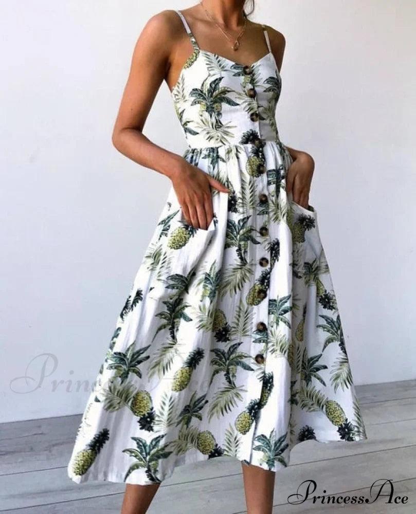 Midi-Kleid mit Punkten, Streifen und offenem Rücken