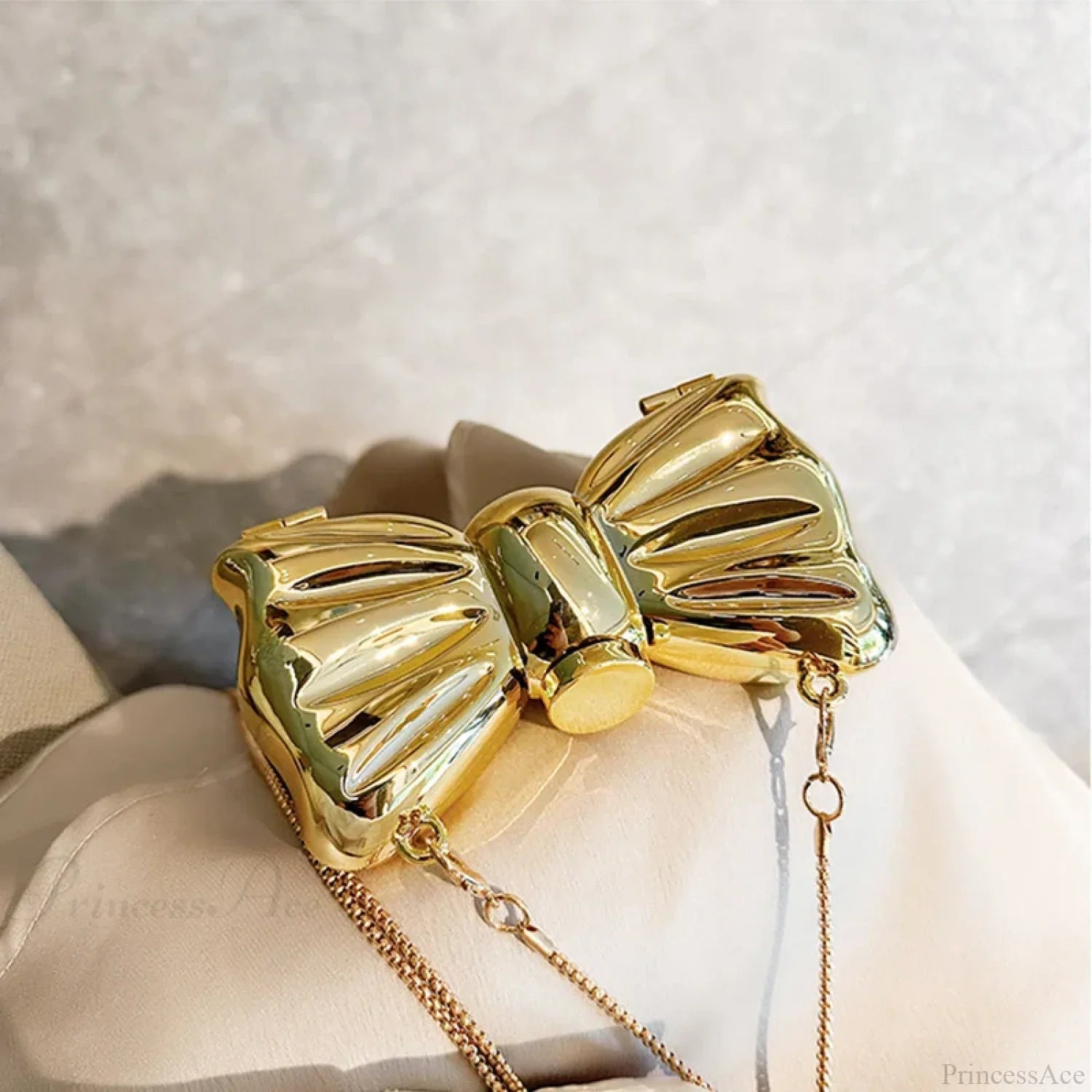 Mini Evening Bowknot Metal Crossbody Purse Party Wedding Handbag