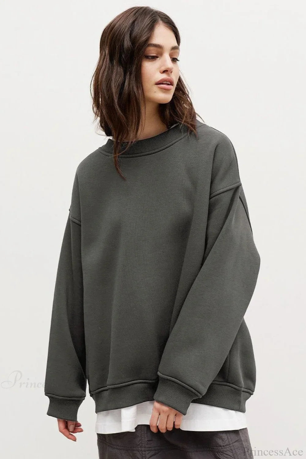 Minimalist Solid Crew Neck Oversize Sweatshirt