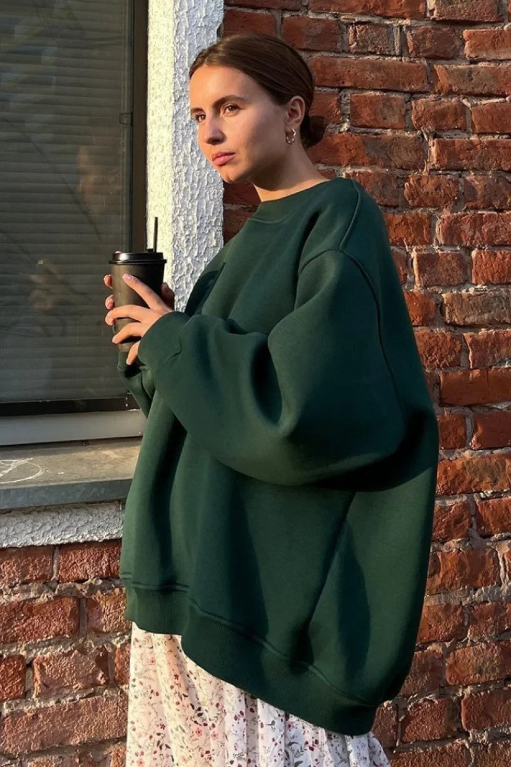 Minimalist Solid Crew Neck Oversize Sweatshirt