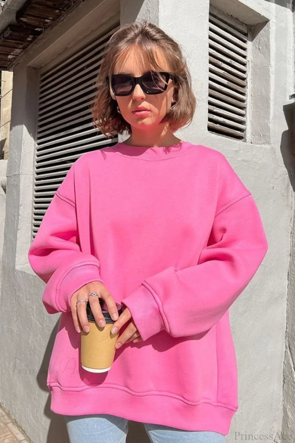 Minimalist Solid Crew Neck Oversize Sweatshirt