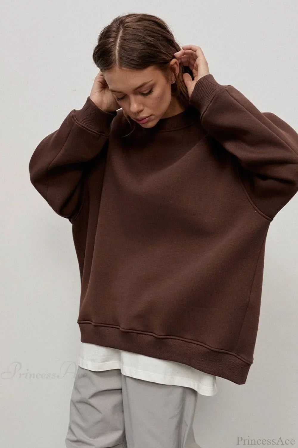 Minimalist Solid Crew Neck Oversize Sweatshirt