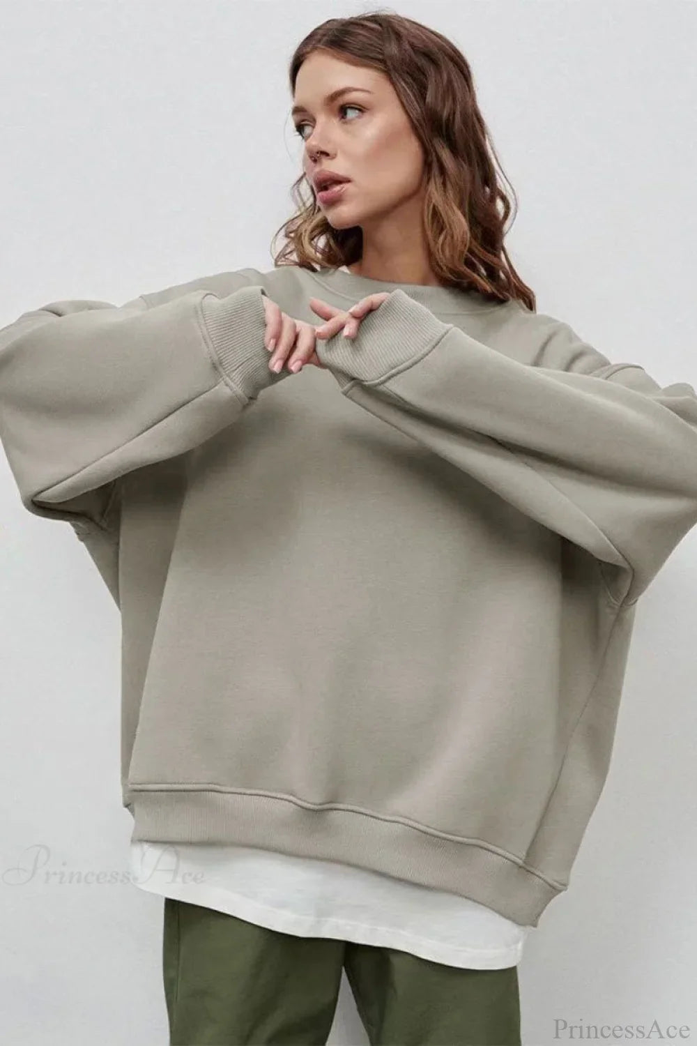 Minimalist Solid Crew Neck Oversize Sweatshirt