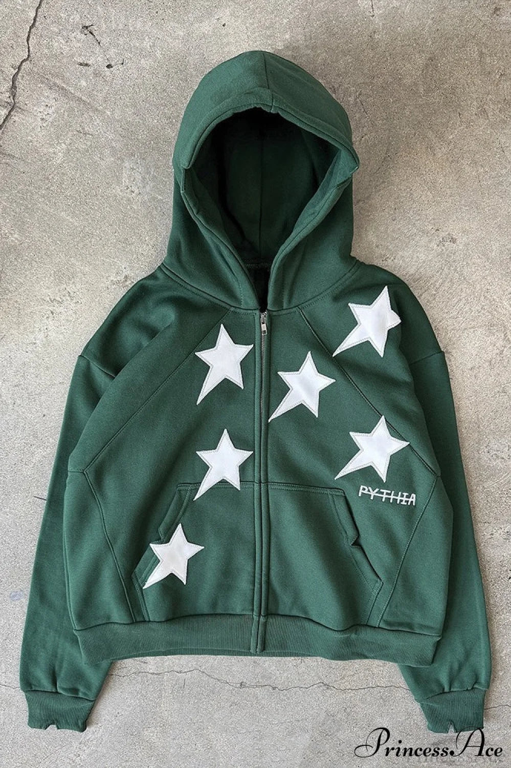 Minimalist Star Print Zip-Up Hoodie