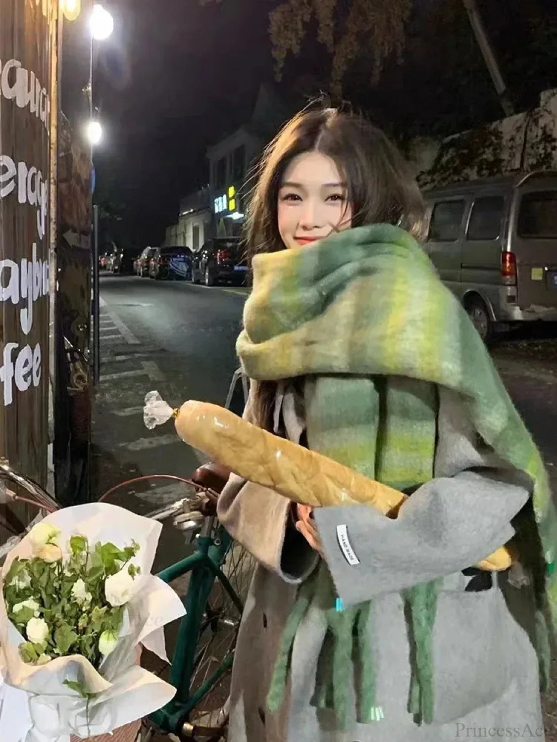 Mohair-Winterschal – Einfarbig, Verdickte Wolle, Mit Fransen