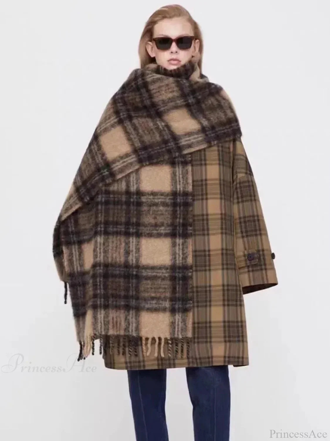 Mohair-Winterschal – Einfarbig, Verdickte Wolle, Mit Fransen