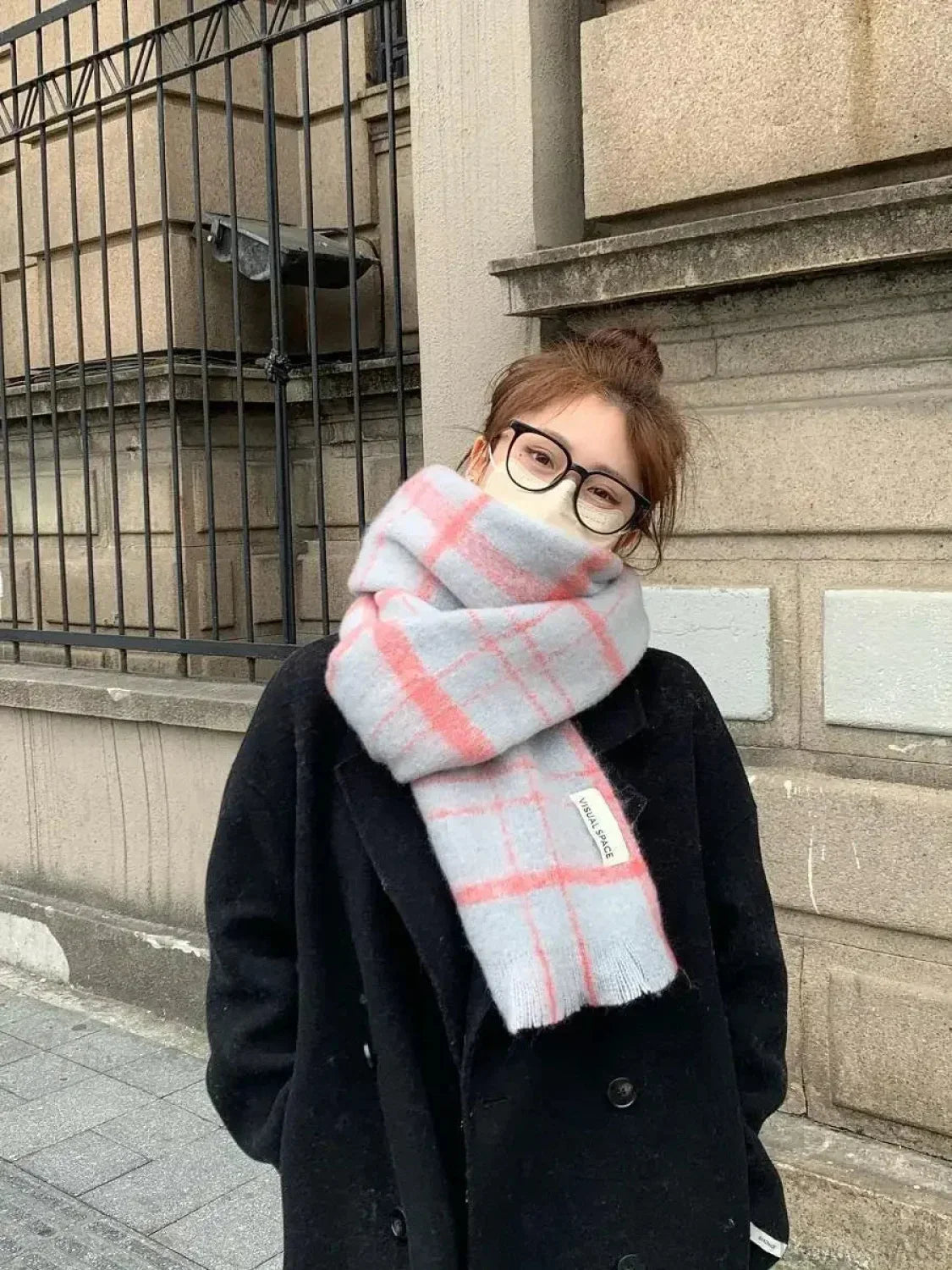 Mohair-Winterschal – Einfarbig, Verdickte Wolle, Mit Fransen