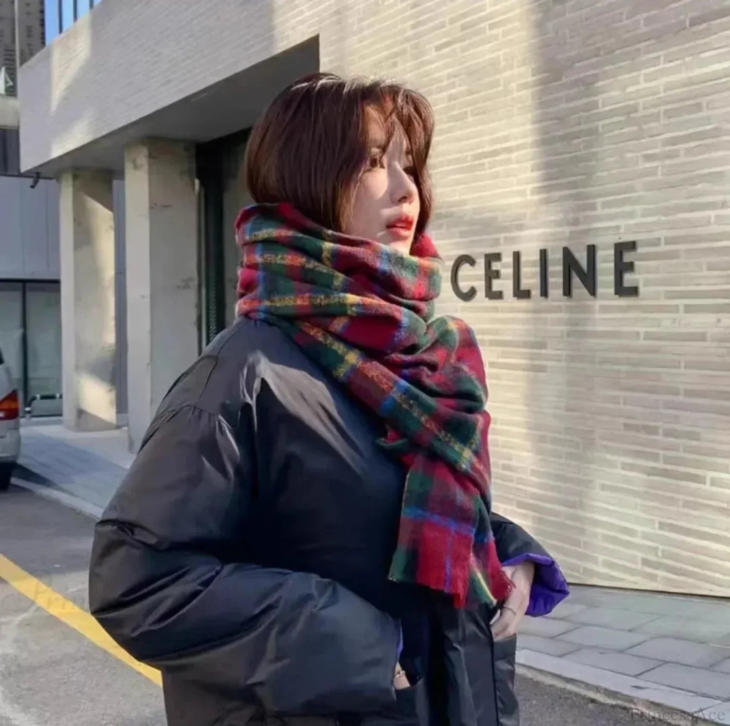 Mohair-Winterschal – Einfarbig, Verdickte Wolle, Mit Fransen