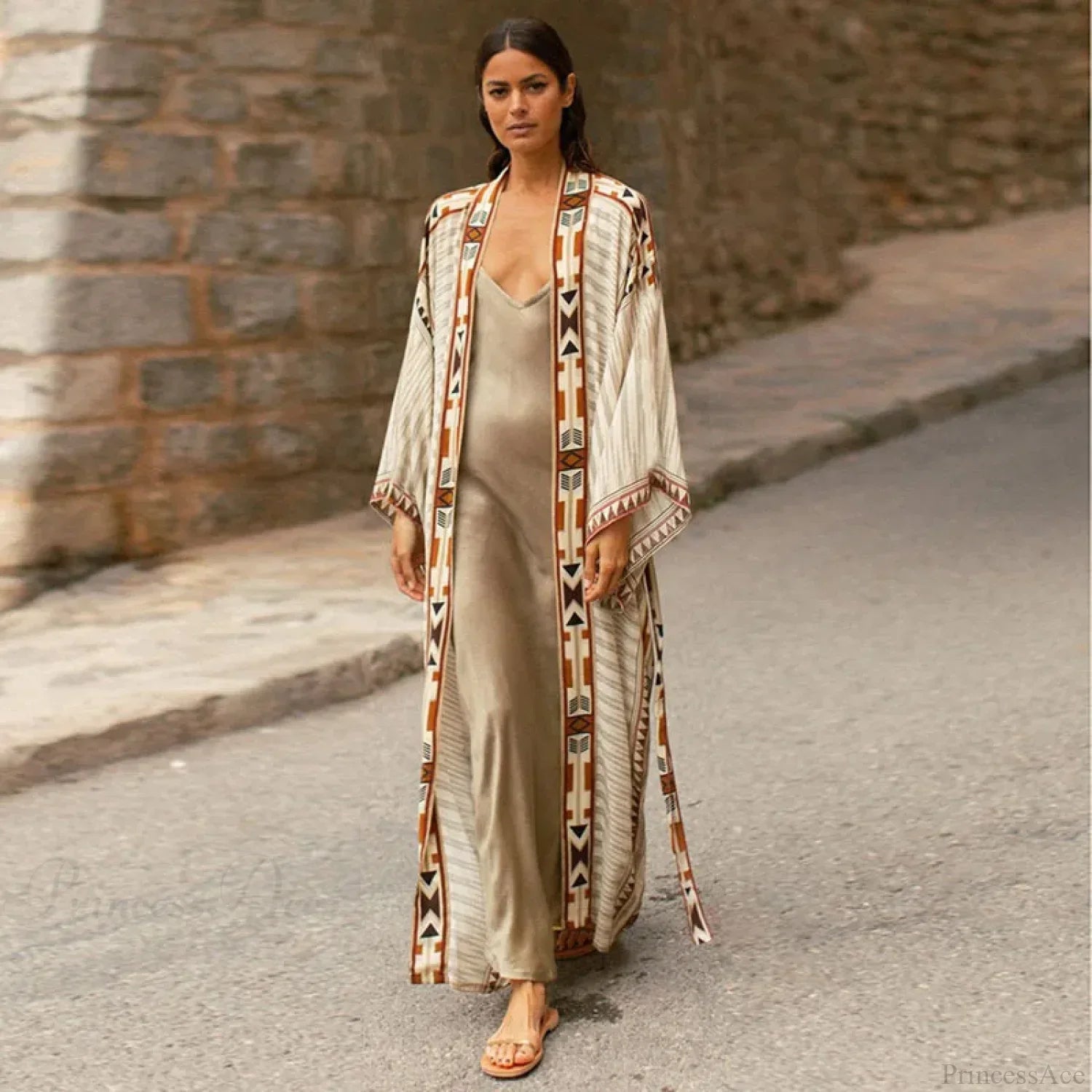 Orange Floral Cotton Kimono Beach Cover up Boho