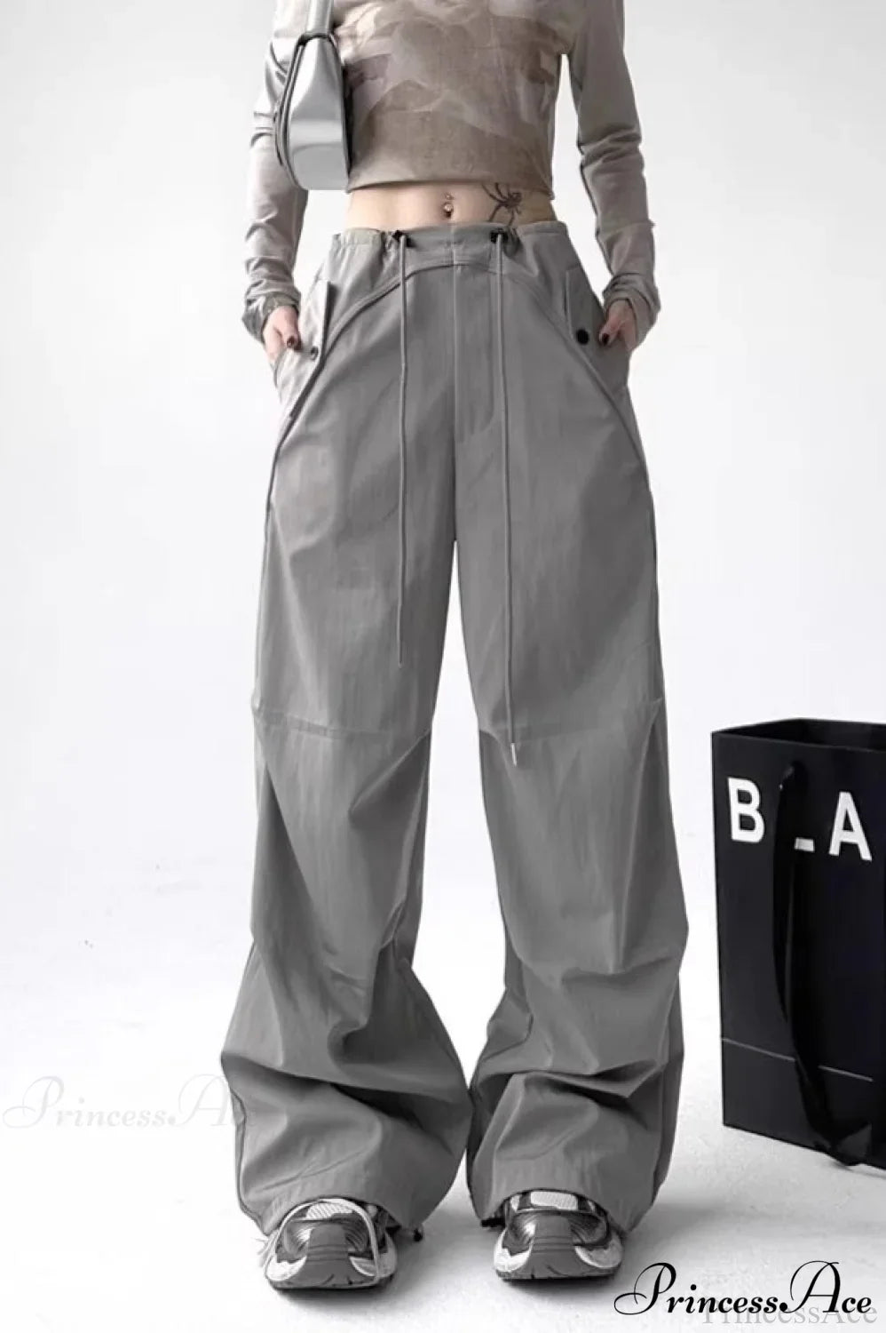 Parachute Wide-Leg Cargo Pants