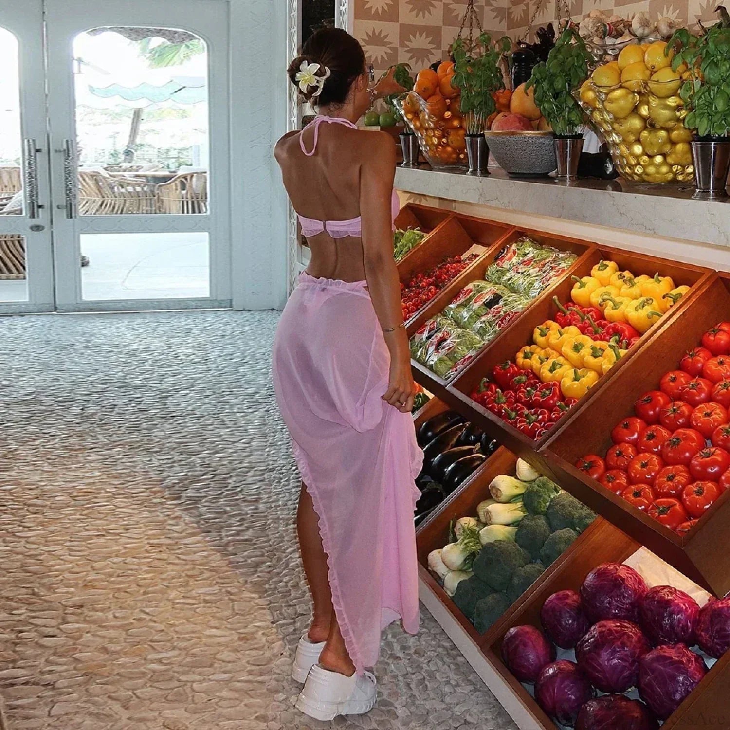 Pink Bandeau Brazilian Three Piece Swimsuit