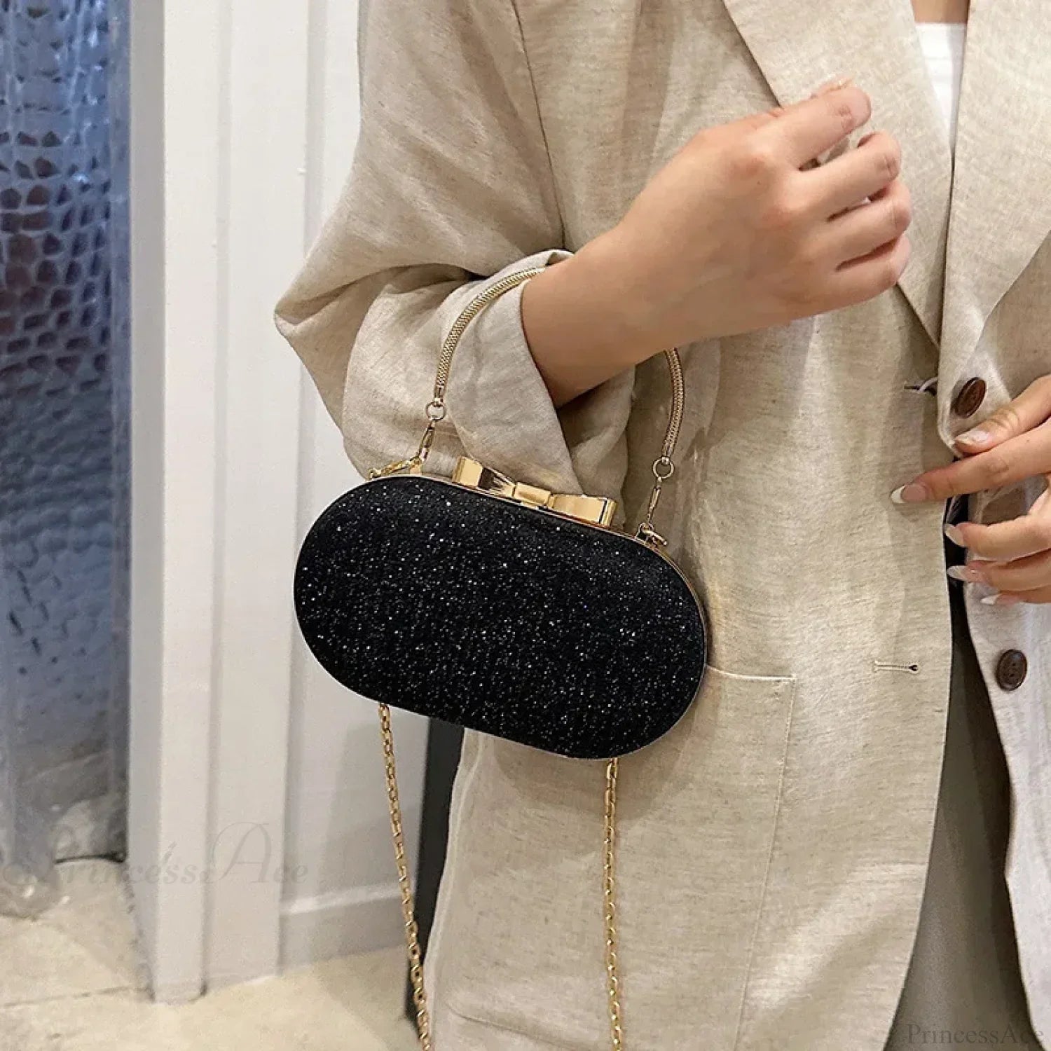 Pink Bling Sequins Evening Designer Luxury Crossbody Clutch Bag