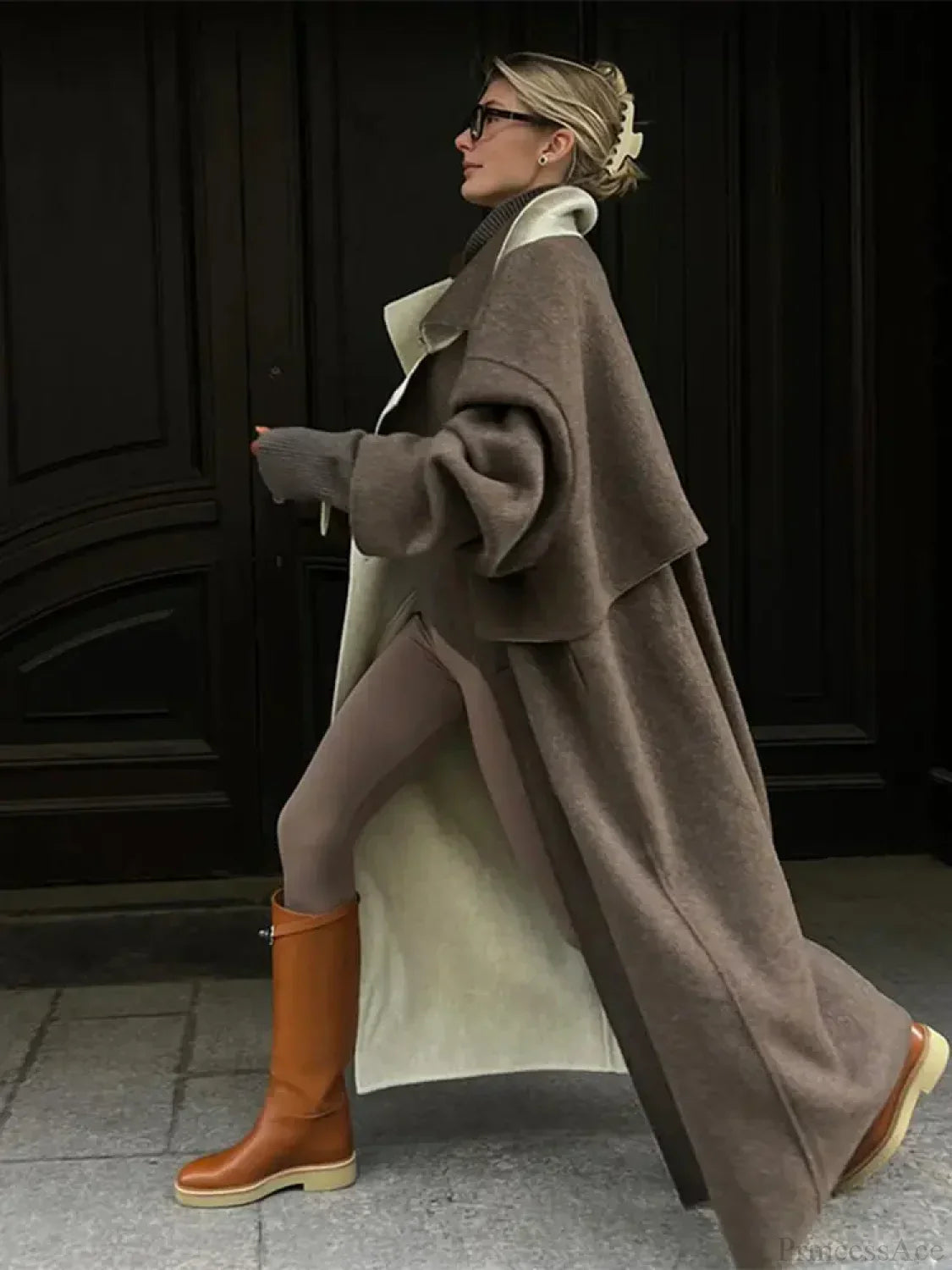 Plaid Pattern Casual Turn-Down Overcoat