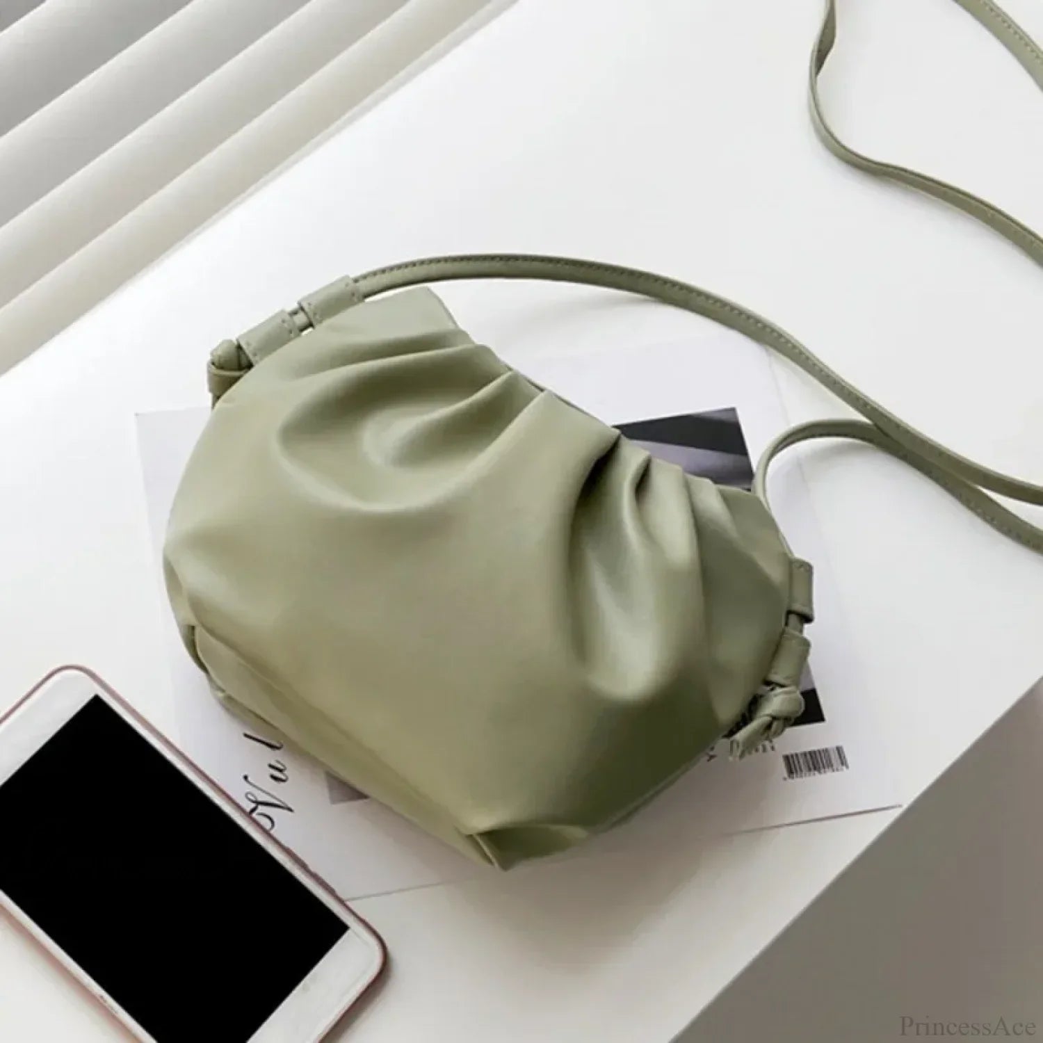 Pleated Mini Zipper Cloud Crossbody Bag