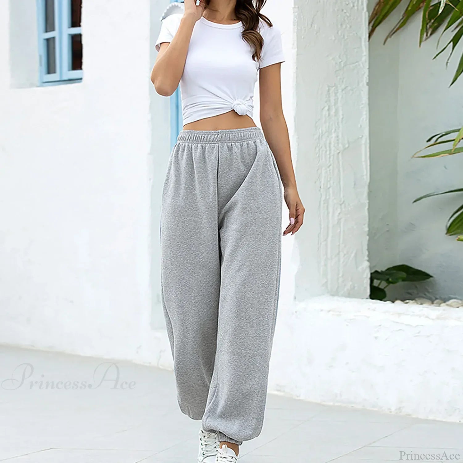 Polyester High Waist Leisure Pants