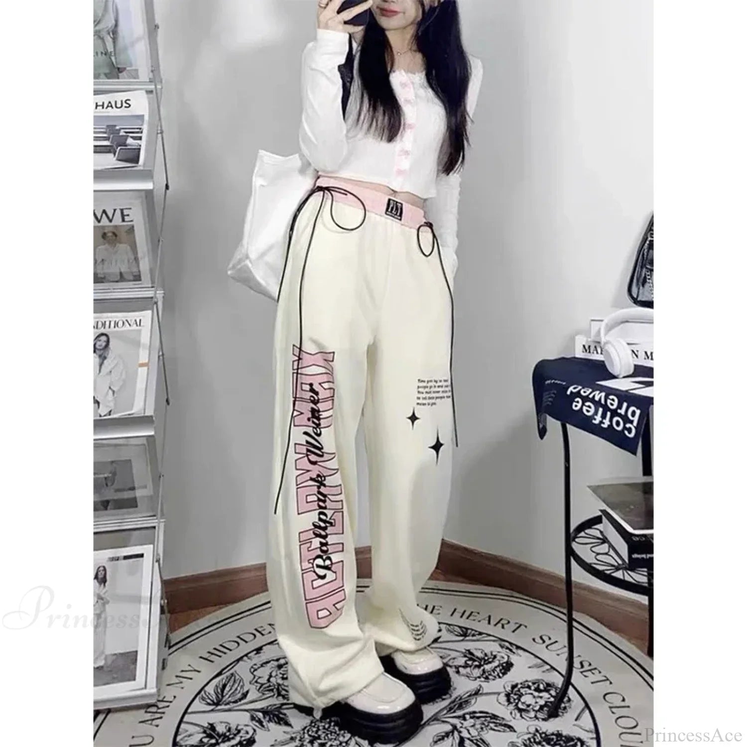 Print Letter Casual Straight Pants