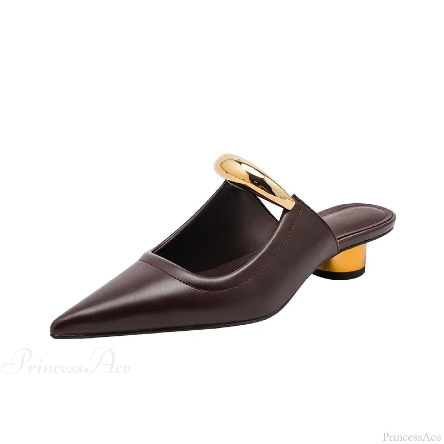 Punk Gothic Metal Buckle Low Heels Pointed Thick Heeled Platform Low Heel Pump