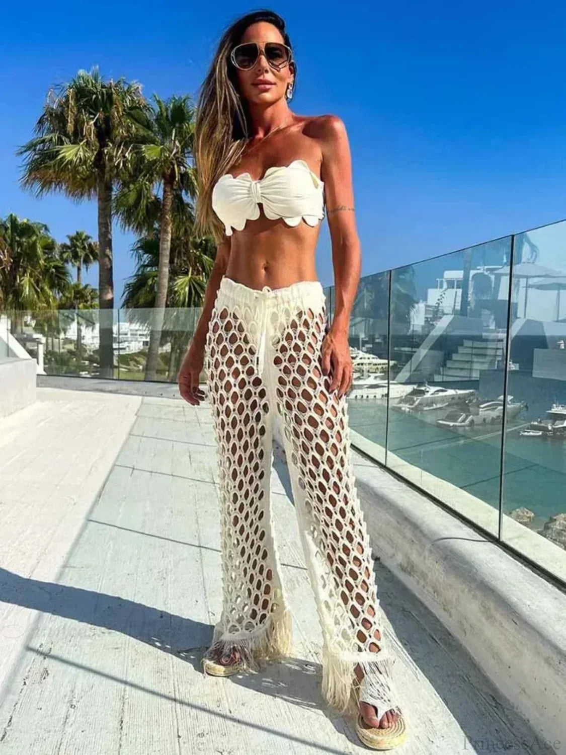 Push Up Bikini Set with Linen Three Piece Swimsuit