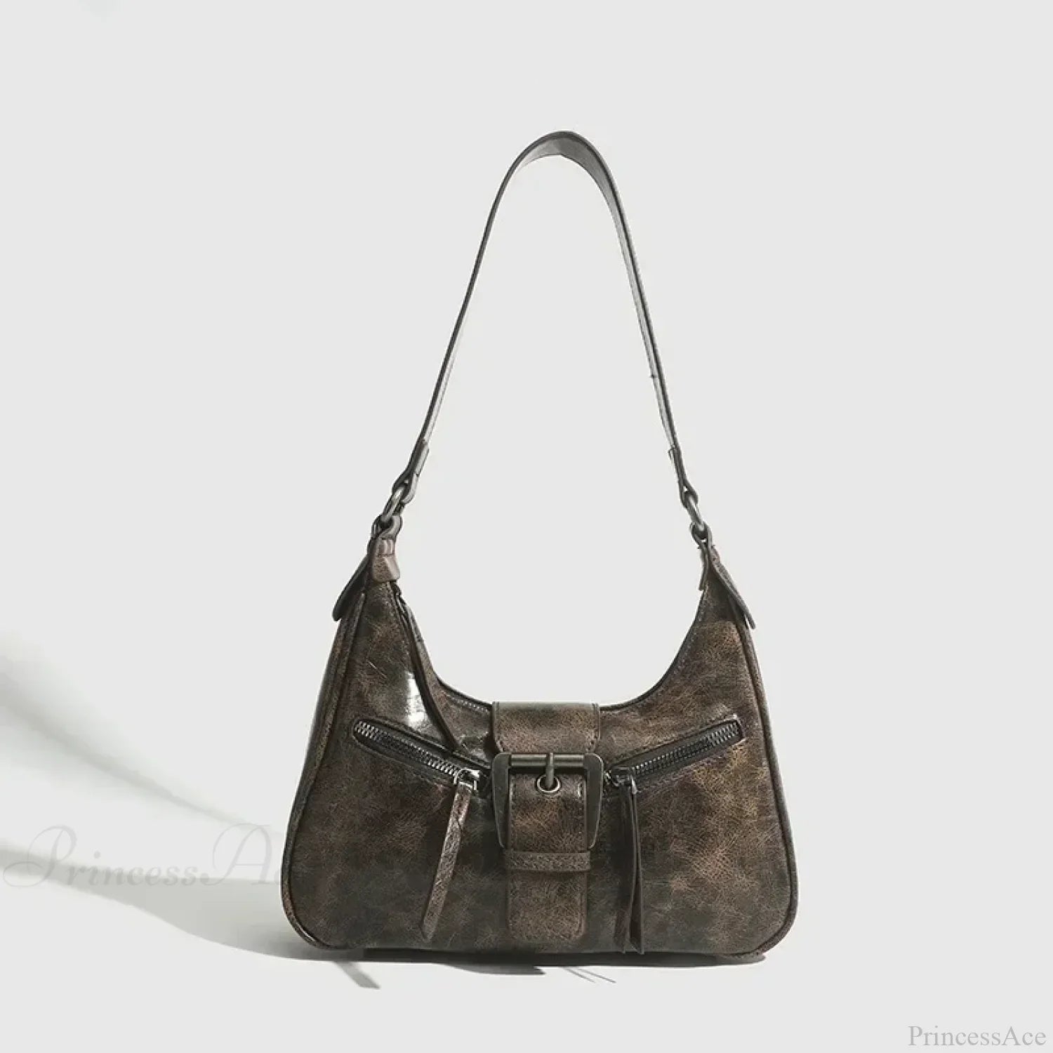 Borsa a spalla in pelle sintetica con design a cintura retrò