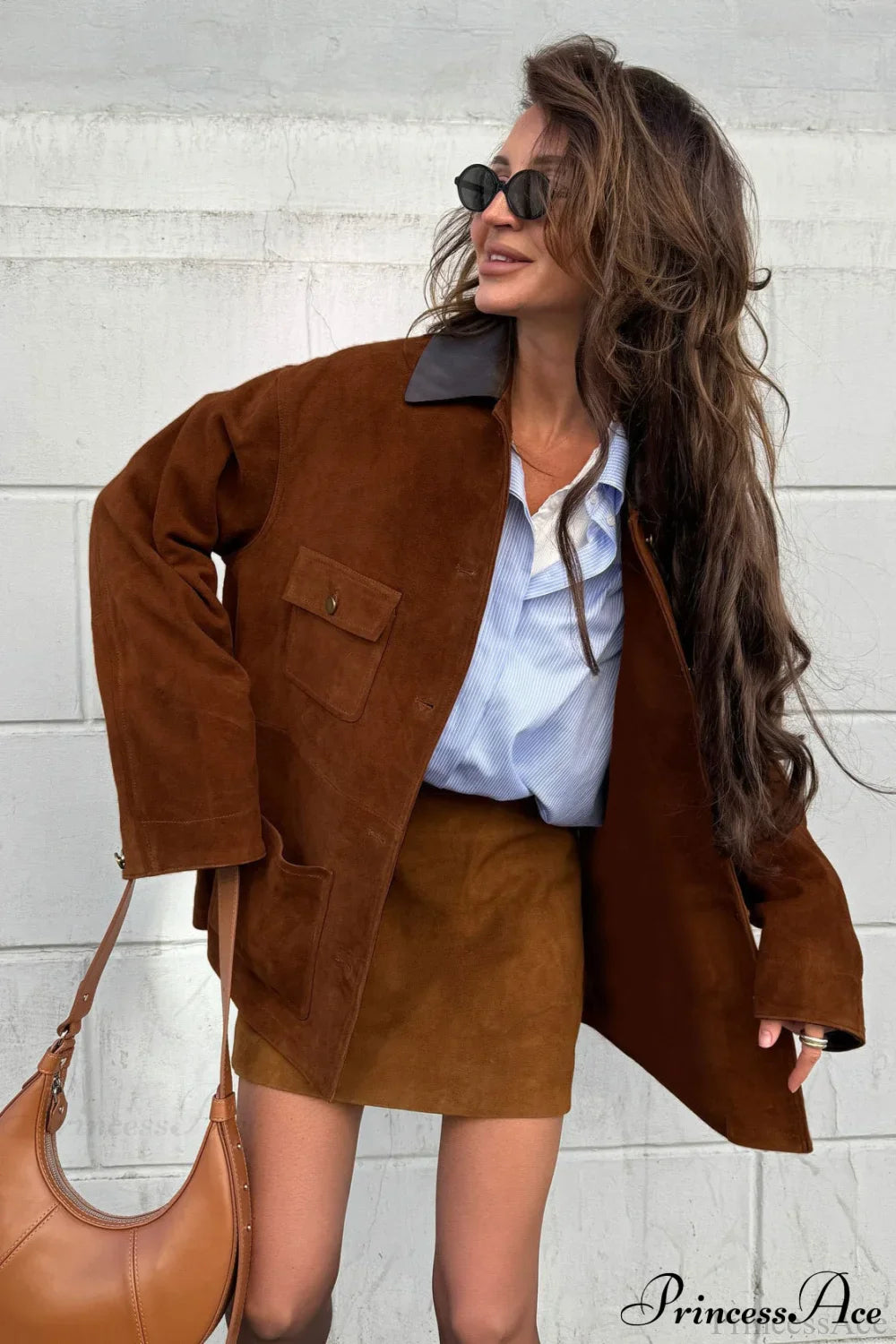 Retro Brown Suede Leather Casual Jacket