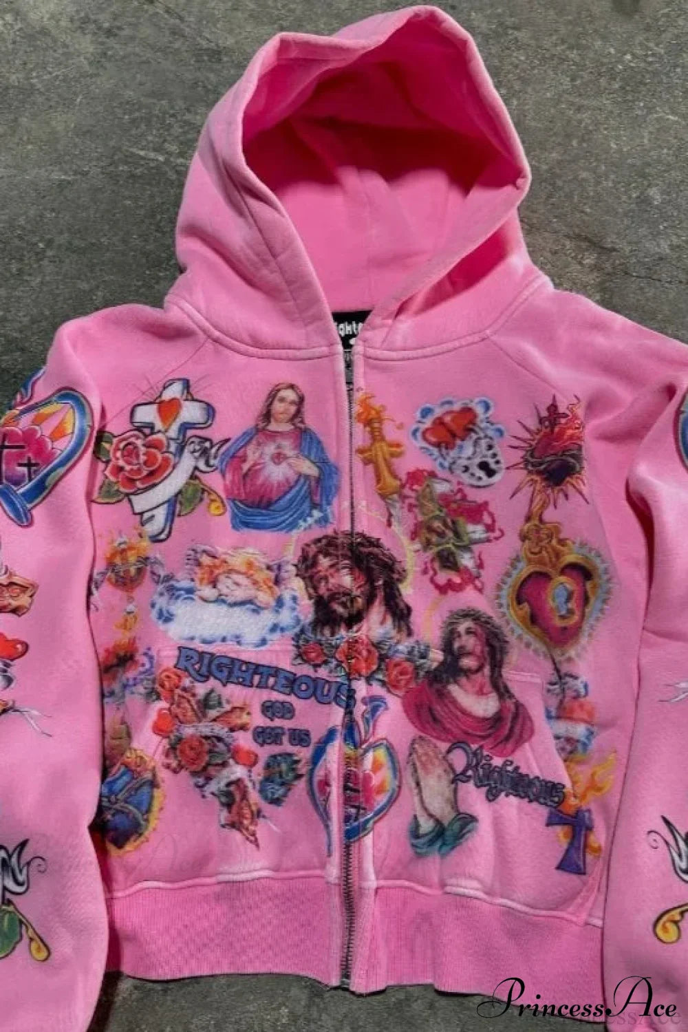 Retro Pattern Printed Loose Hoodie