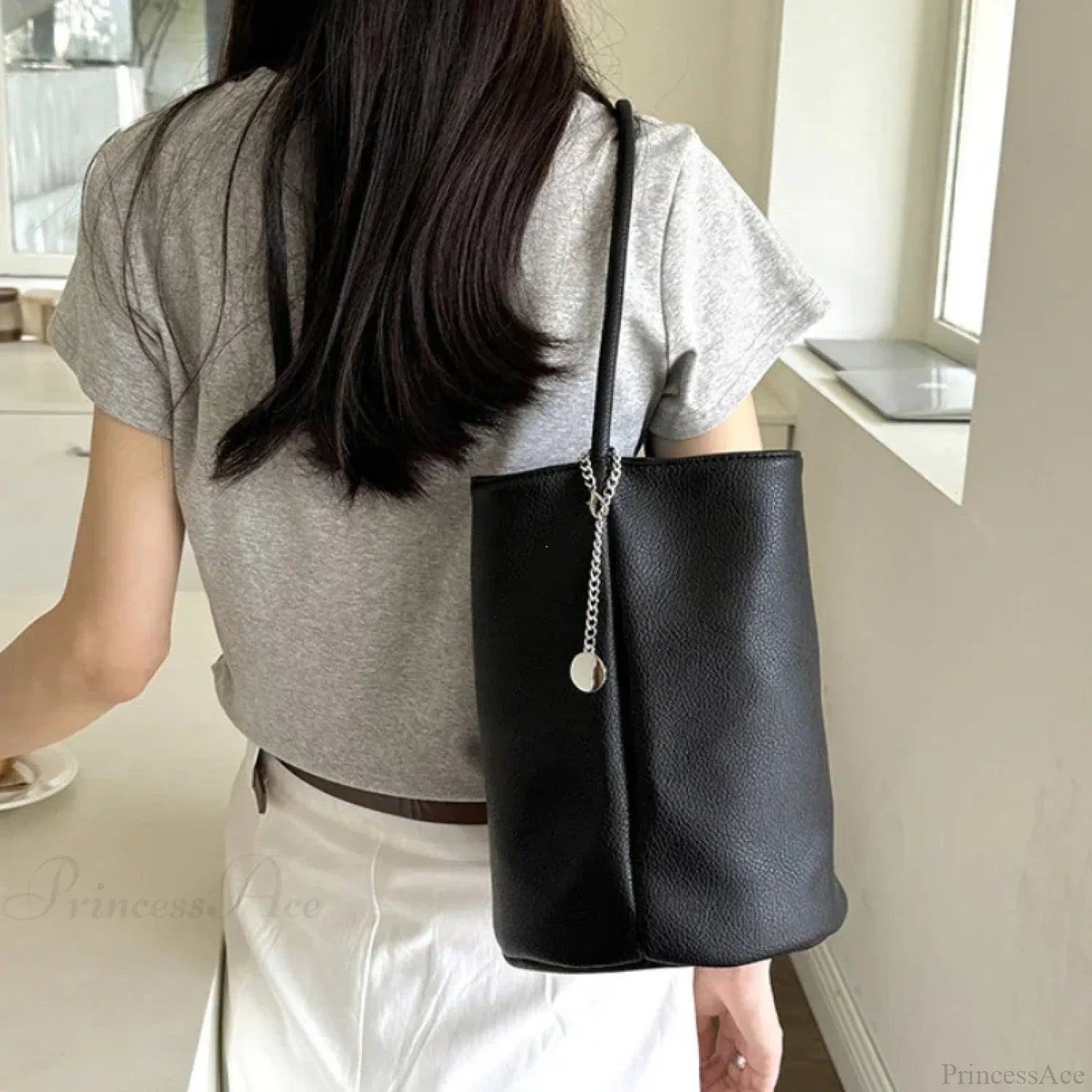 Retro Soft Leather Bucket Shoulder Bag
