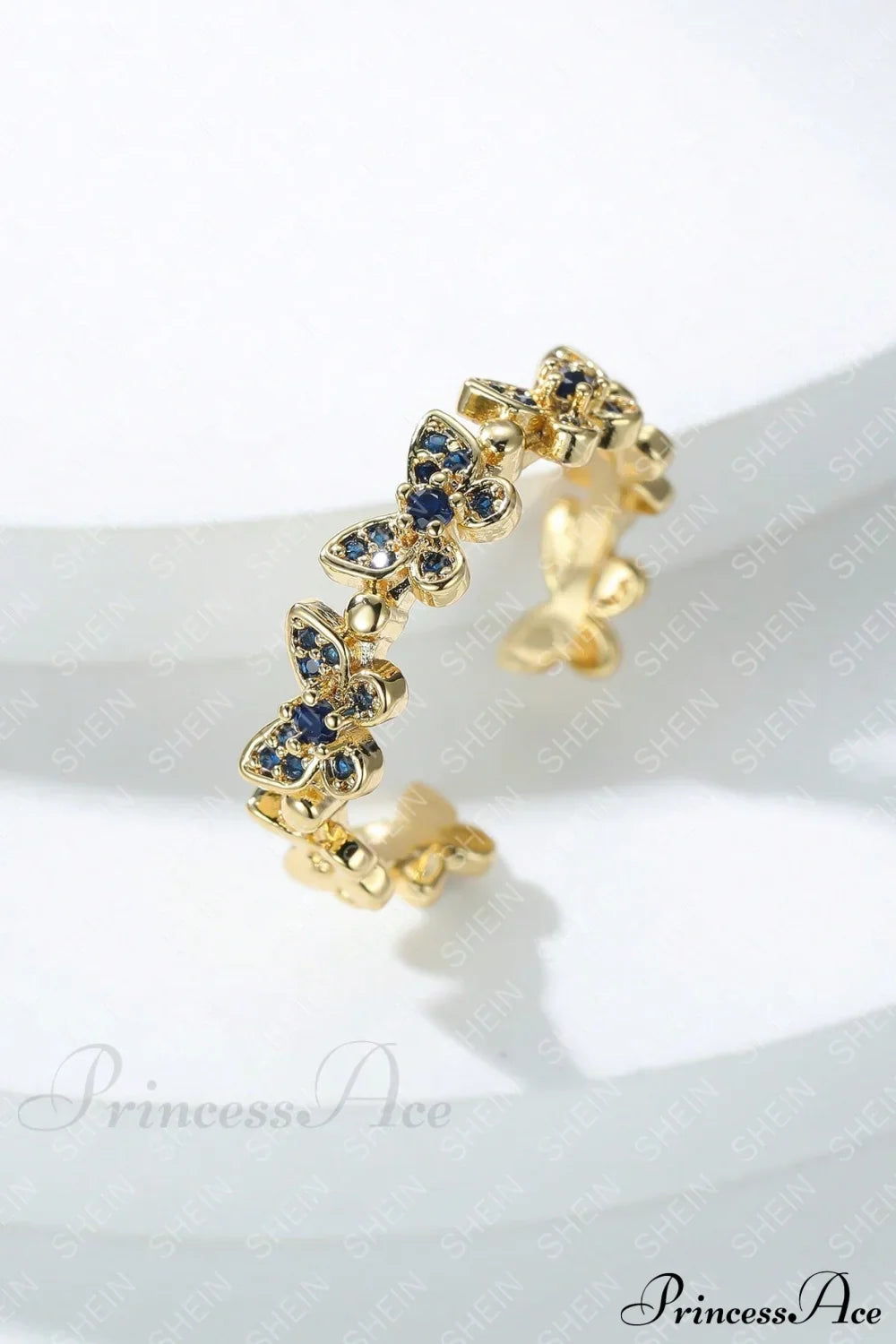 Rhinestone Butterfly Decor Cuff Ring