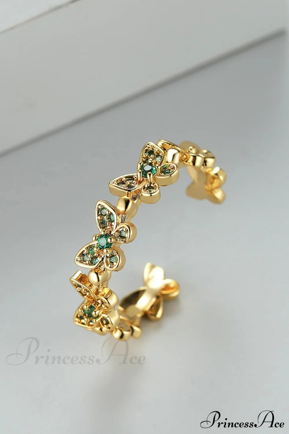 Rhinestone Butterfly Decor Cuff Ring